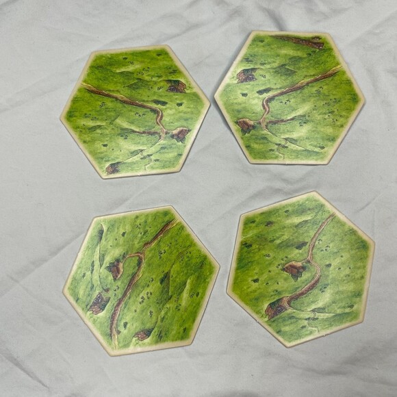 Settlers of Catan #3061 Replacement 4 Hex Terrain Tiles Pieces. Pasture - Picture 4 of 4